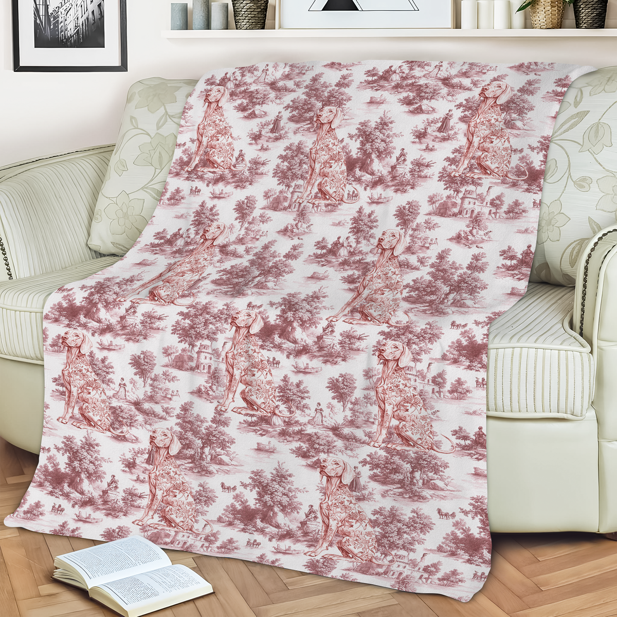 Personalized Dog Toile De Jouy Blanket For Dog Lovers HO82 894180