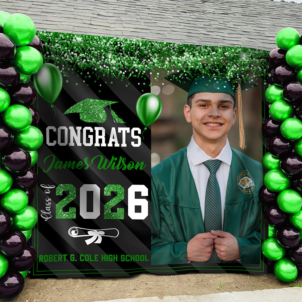 Custom Photo Graduation Backdrop Class of 2026 Party Decor CH07 910628
