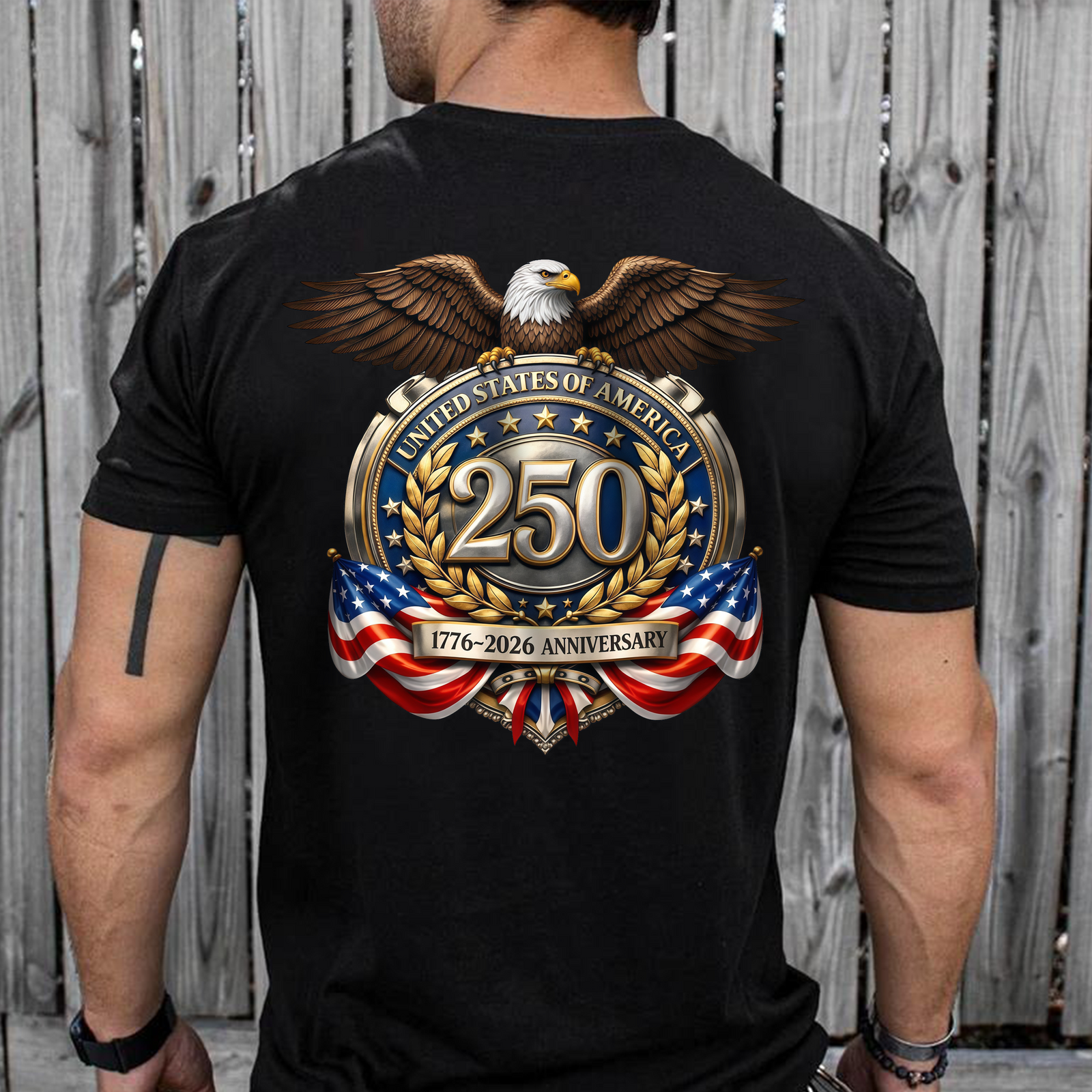 United States of America 1776–2026 Patriotic Eagle Emblem Back Shirt CH07 910554