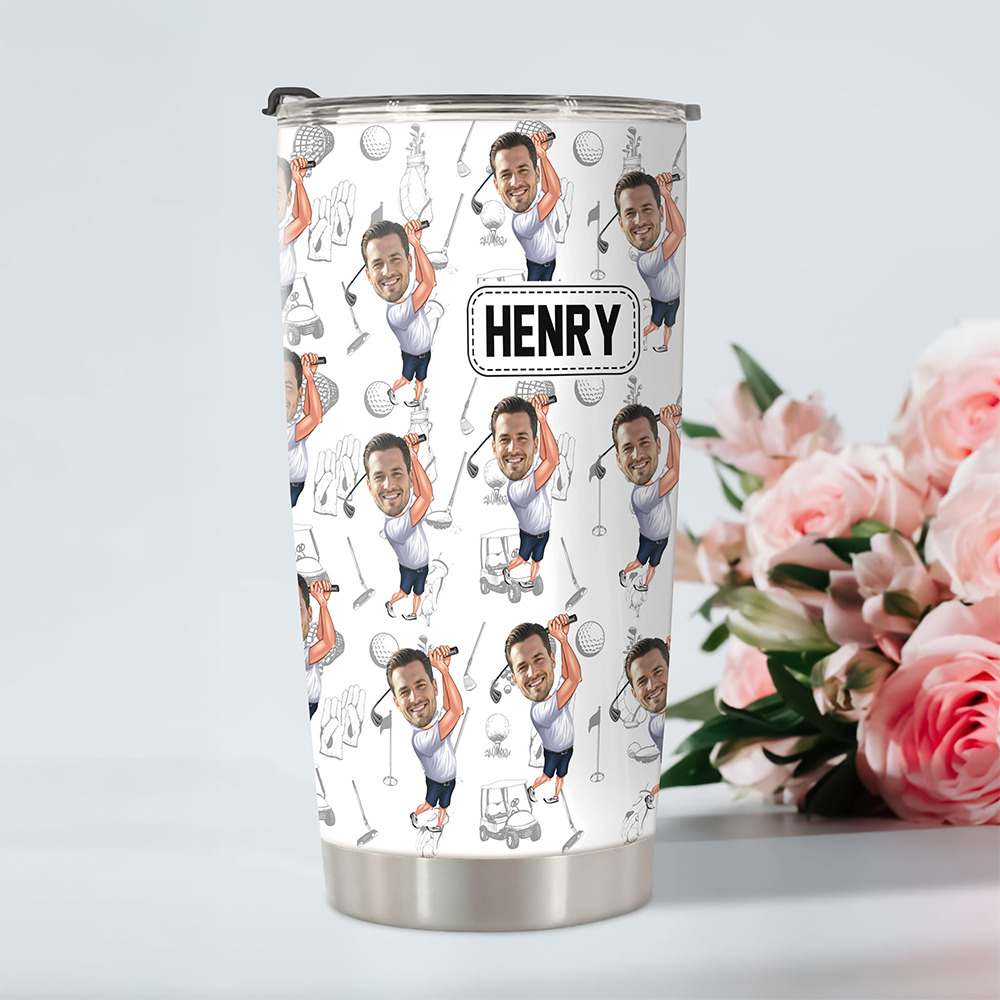 Custom Funny Golfer Photo Fat Tumbler - Golf Lovers Gift HA75 920588