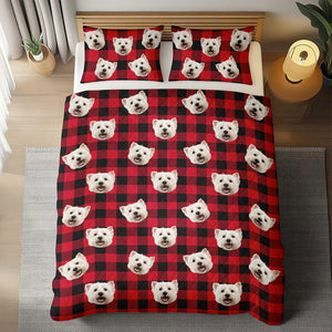Custom Photo Dog With Christmas Pattern Quilt Bedding Set HA75 898228