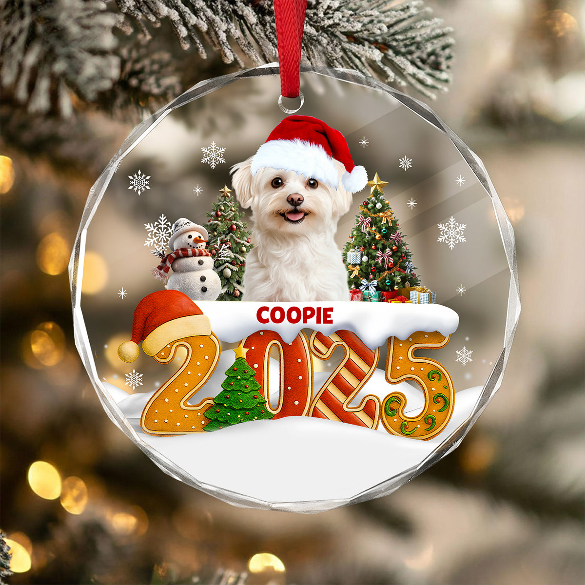 Custom Dog Christmas Cake Crew Photo - Personalized Glass Ornament CH07 899976