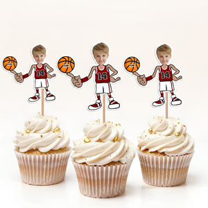 Custom Funny Face Basketball Party Decoration Cupcake Toppers LM32 893187