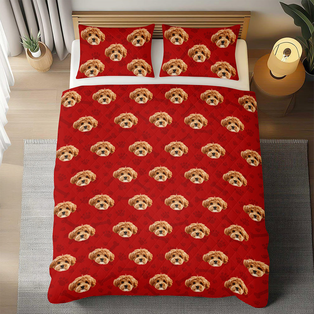 Custom Photo Dog Cat With Paw Quilt Bedding Set HO82 900714