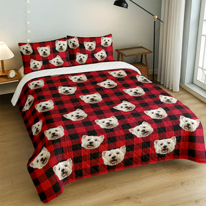 Custom Photo Dog With Christmas Pattern Quilt Bedding Set HA75 898228