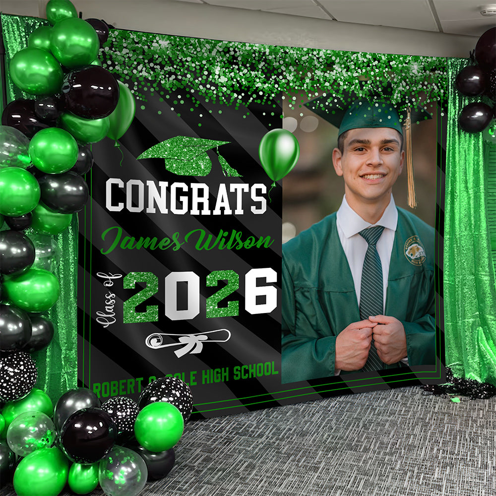 Custom Photo Graduation Backdrop Class of 2026 Party Decor CH07 910628