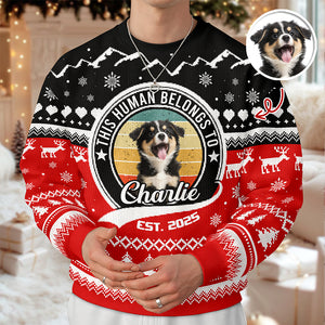 Custom Photo Human Belongs Dog Ugly Sweater For Pet Lovers HO82 900020