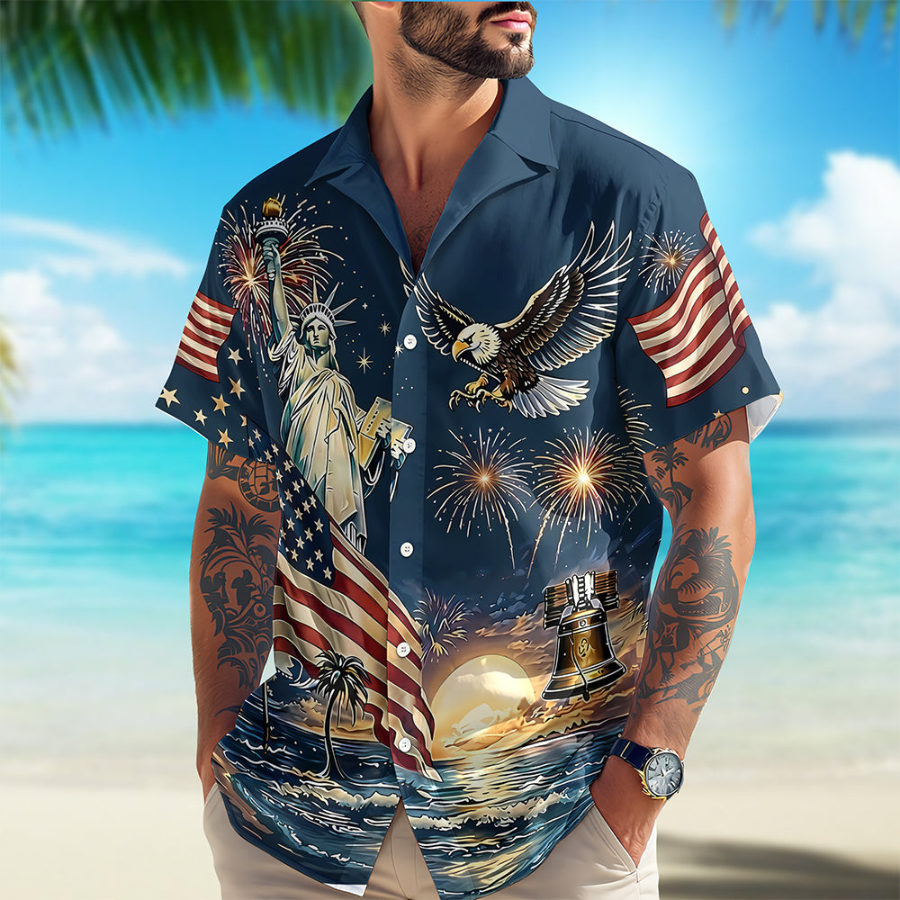 Personalized 4th of July 250th Anniversary Eagle American Flag Hawaiian Shirt LM32 669231