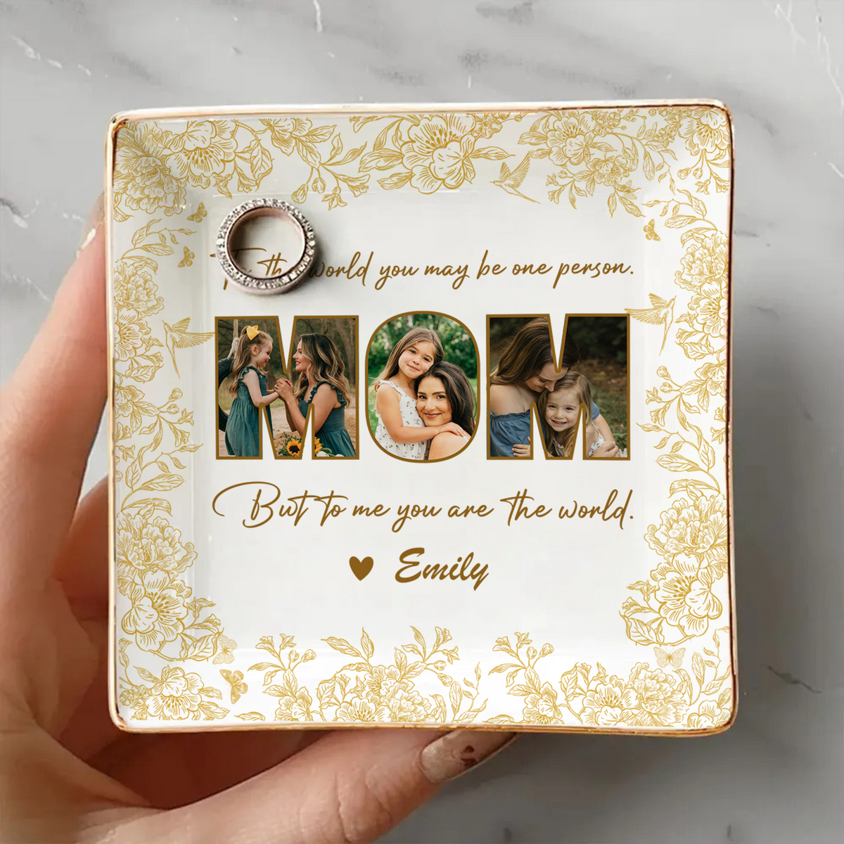 Custom Photo Happy Mother's Day To My World Jewelry Dish HA75 920708