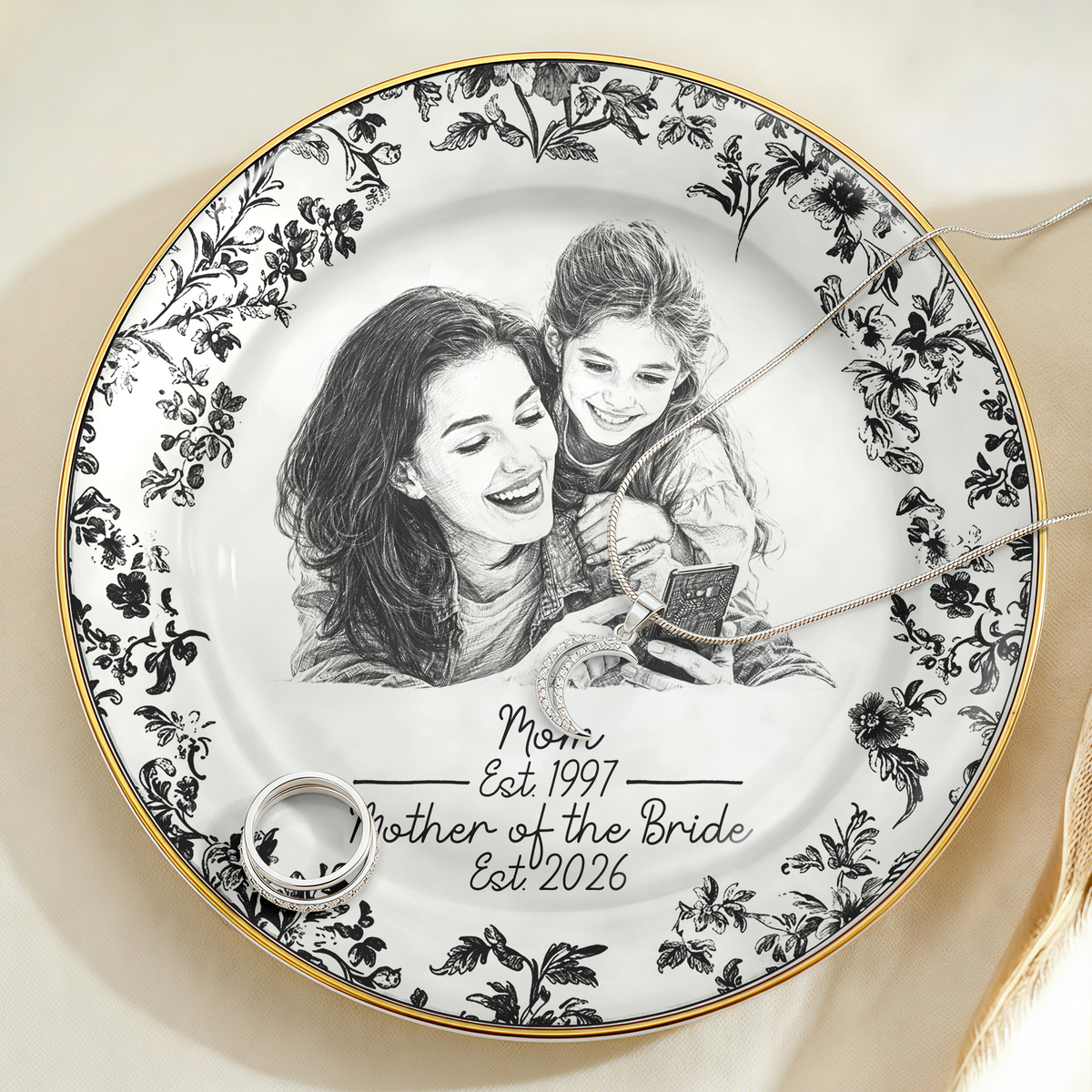 Personalized Mother of the Bride Photo Jewelry Dish Wedding Gift from Daughter HA75 921066