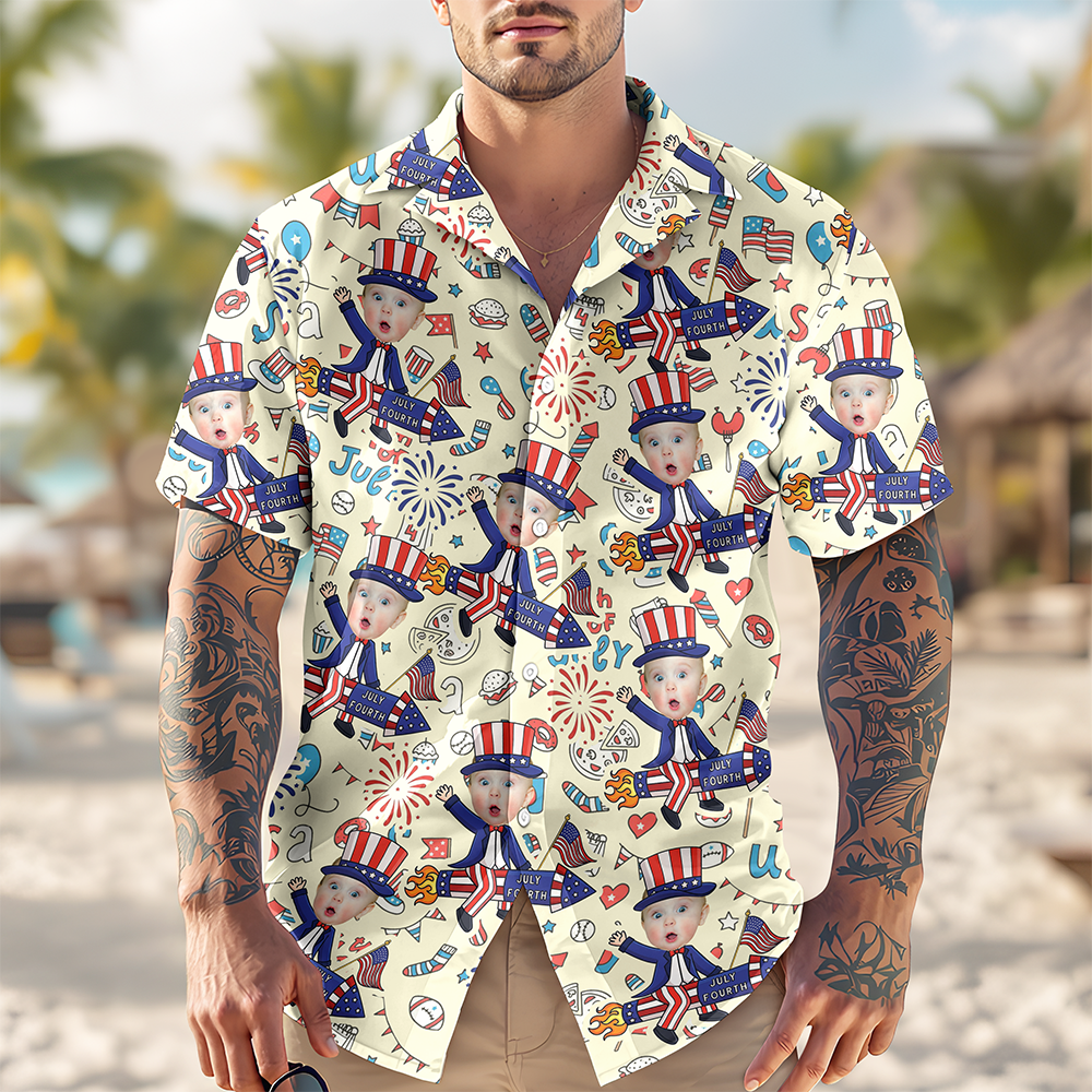 Custom Face Photo 4th of July Anniversary Hawaii Shirt LM32 899707