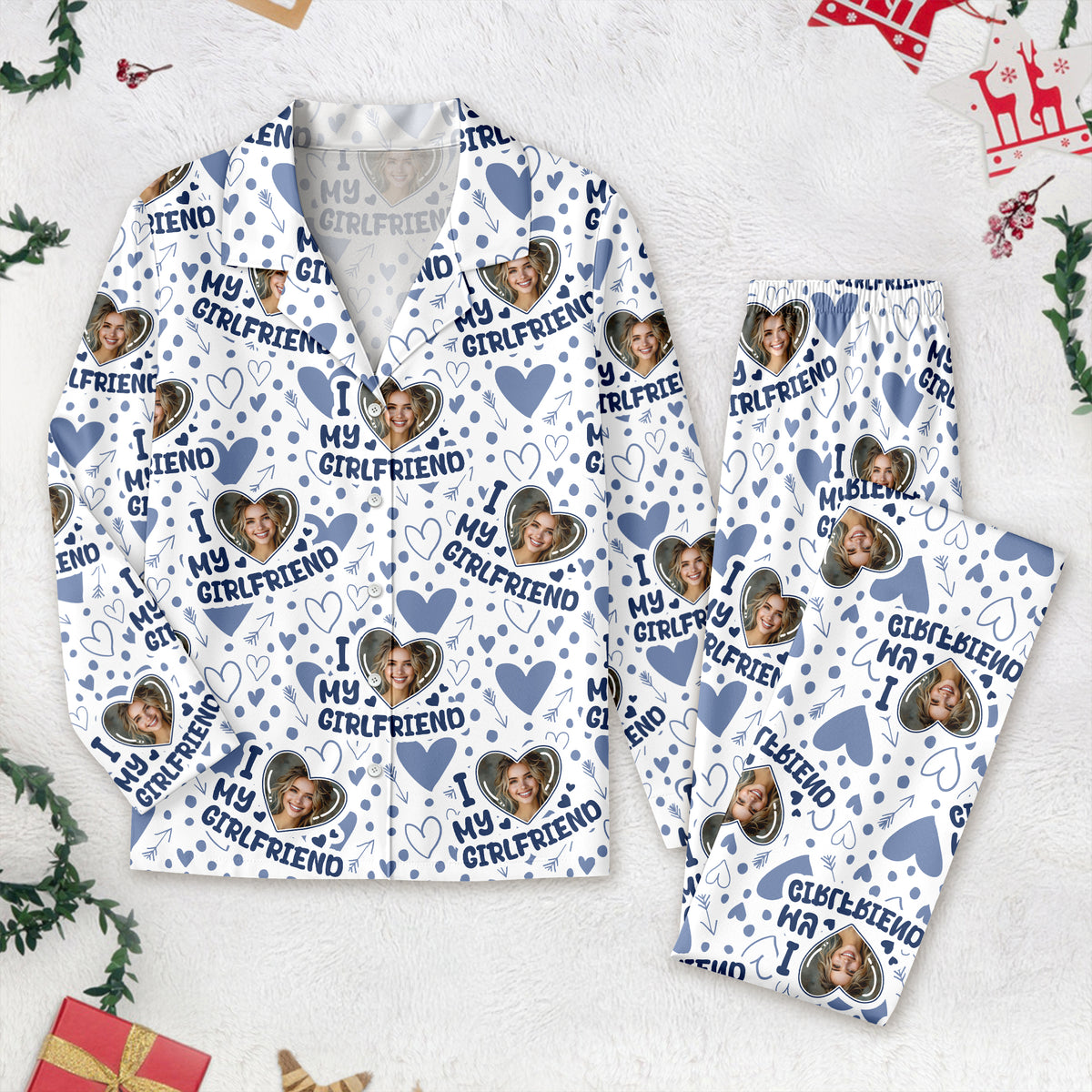 Custom Photo I Love My Boyfriend/Girlfriend Pajamas Gift For Couple LM32 897469