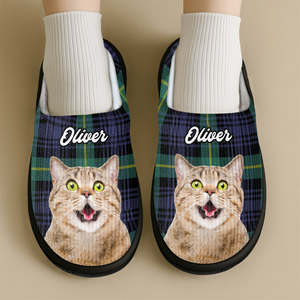 Custom Photo Christmas Cat Slippers Gift For Cat Lovers, Pet Lovers HA75 897280