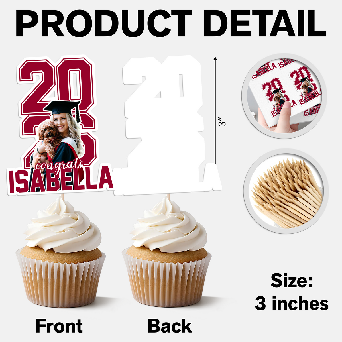 Custom Photo Class Of 2026 Graduation Cupcake Toppers HA75 920050