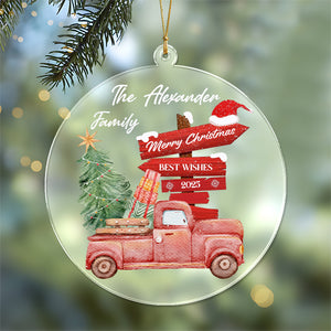 Personalized Family Name Merry Christmas Best Wishes Acrylic Ornament TH10 896317