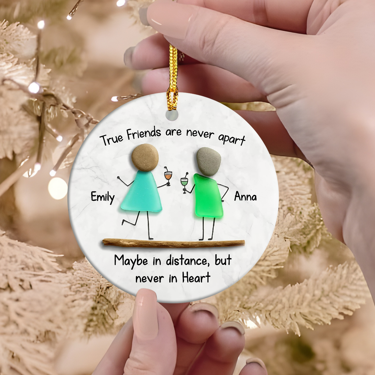 Custom Sea Glass True Friends Are Never In Apart 3D Effect Ceramic Ornament LM32 897107