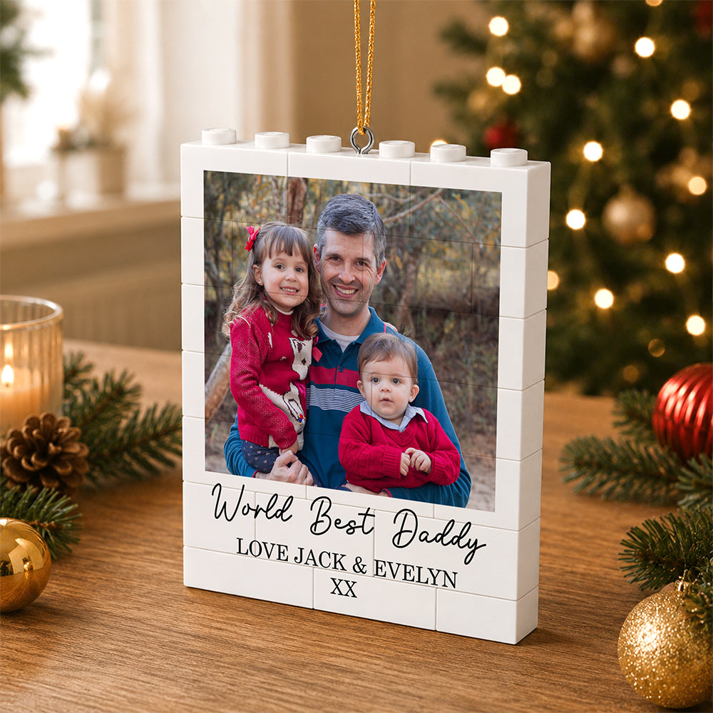 Custom Photo World's Best Daddy Merry Christmas Building Blocks Ornament LM32 669957