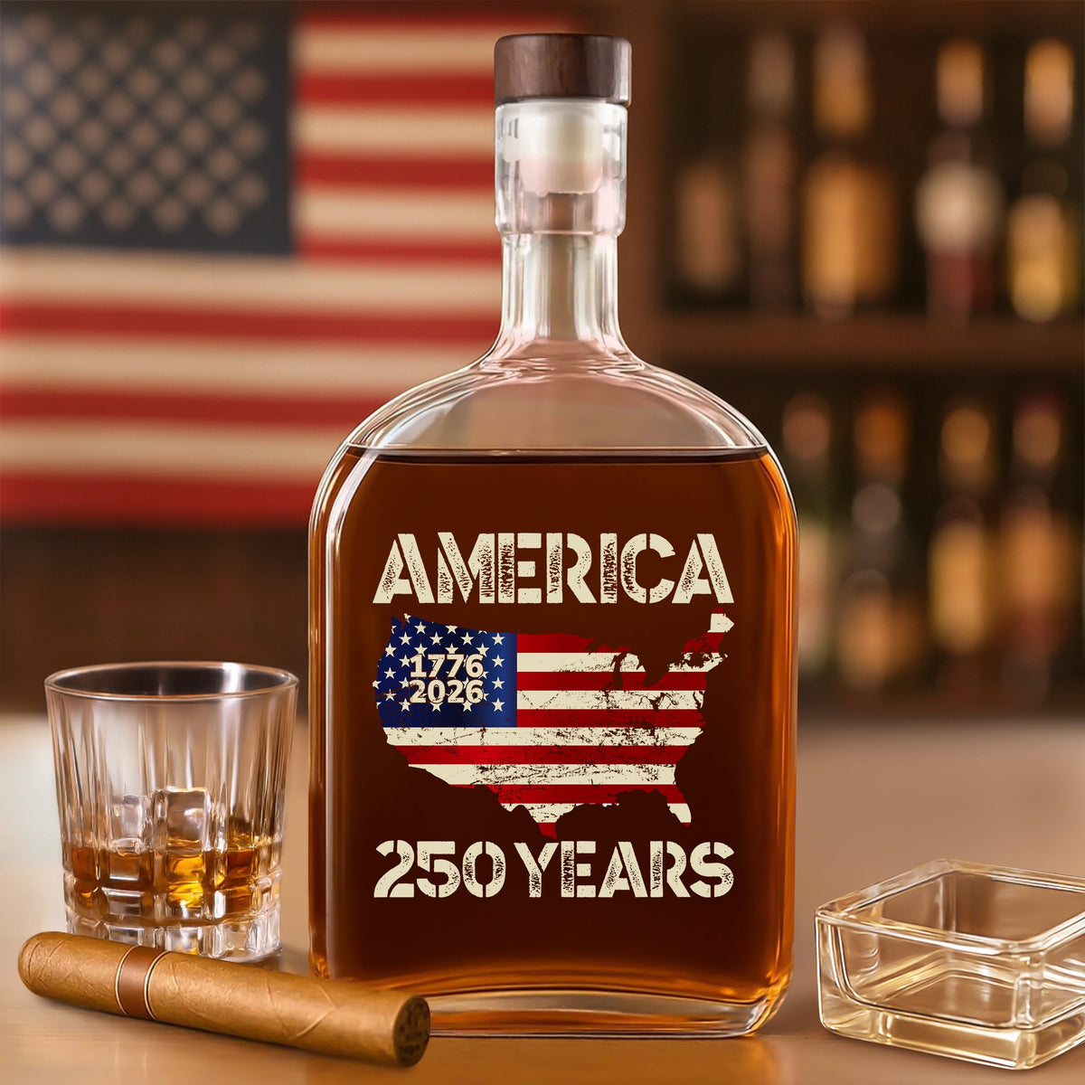 250 Years America Anniversary 250th Independence Day Whiskey Bottle HA75 897360