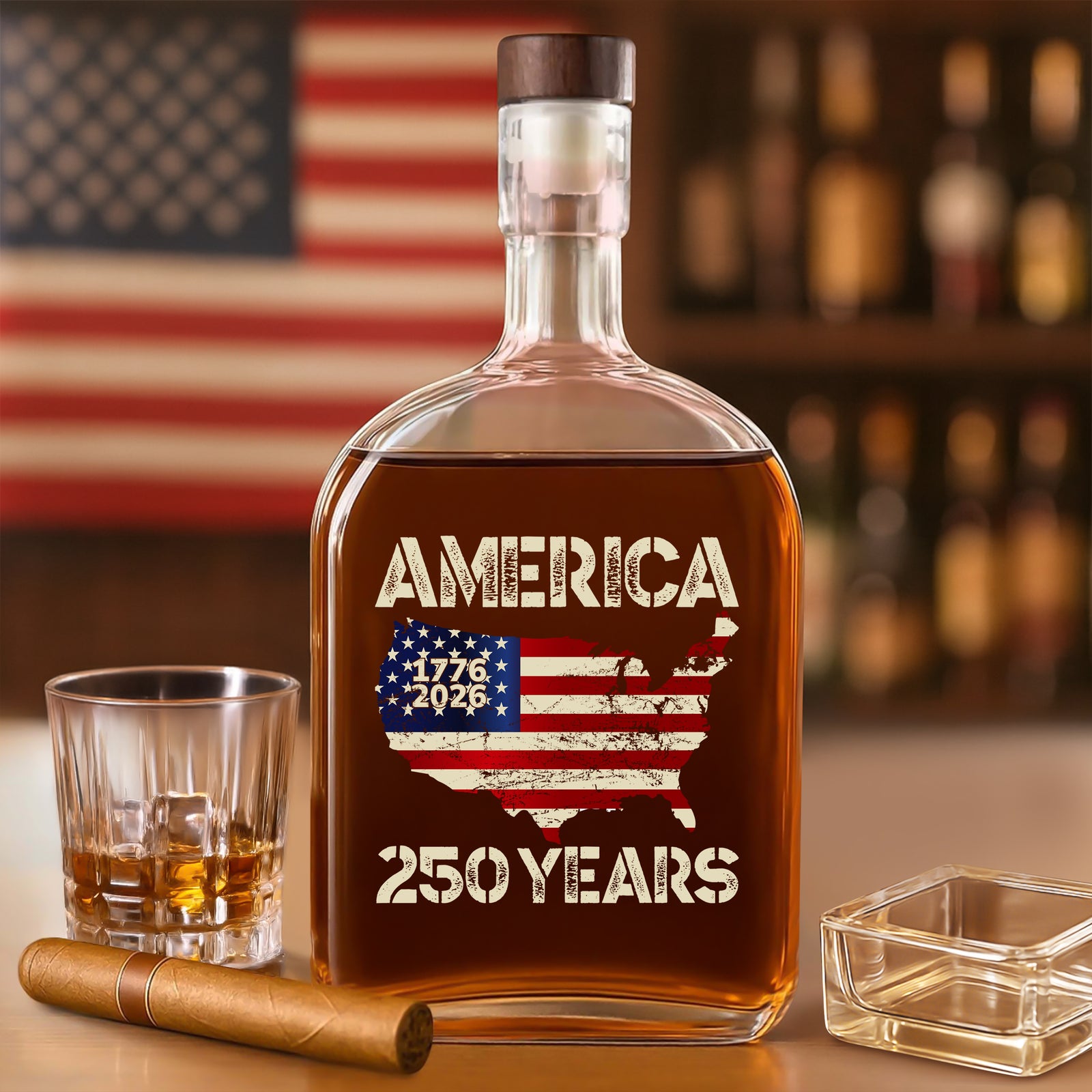 250 Years America Anniversary 250th Independence Day Whiskey Bottle HA75 897360