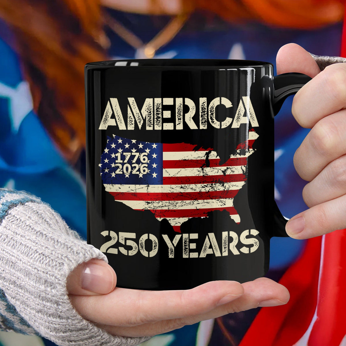 250 Years America Anniversary 250th Independence Day Black Mug HA75 897354