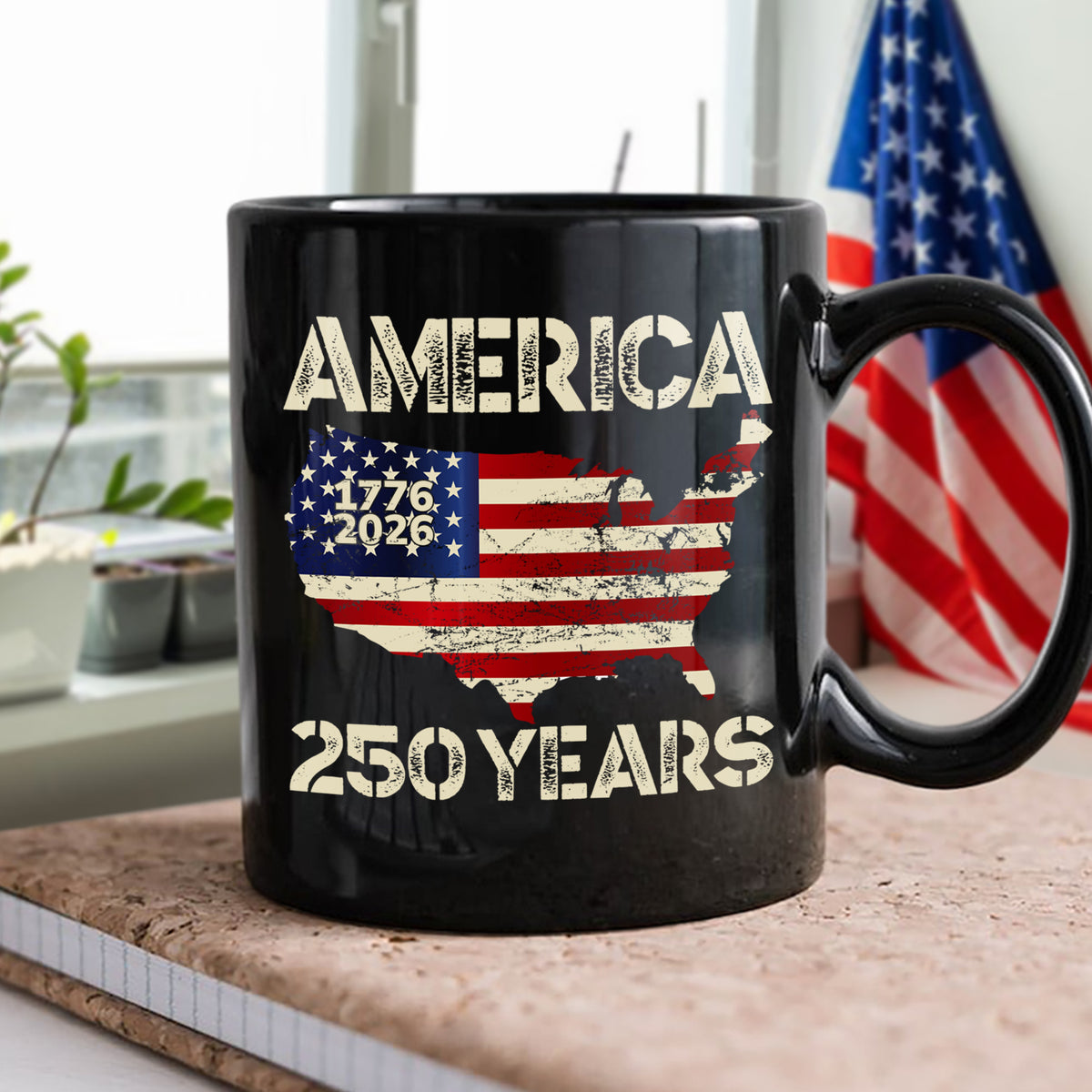 250 Years America Anniversary 250th Independence Day Black Mug HA75 897354