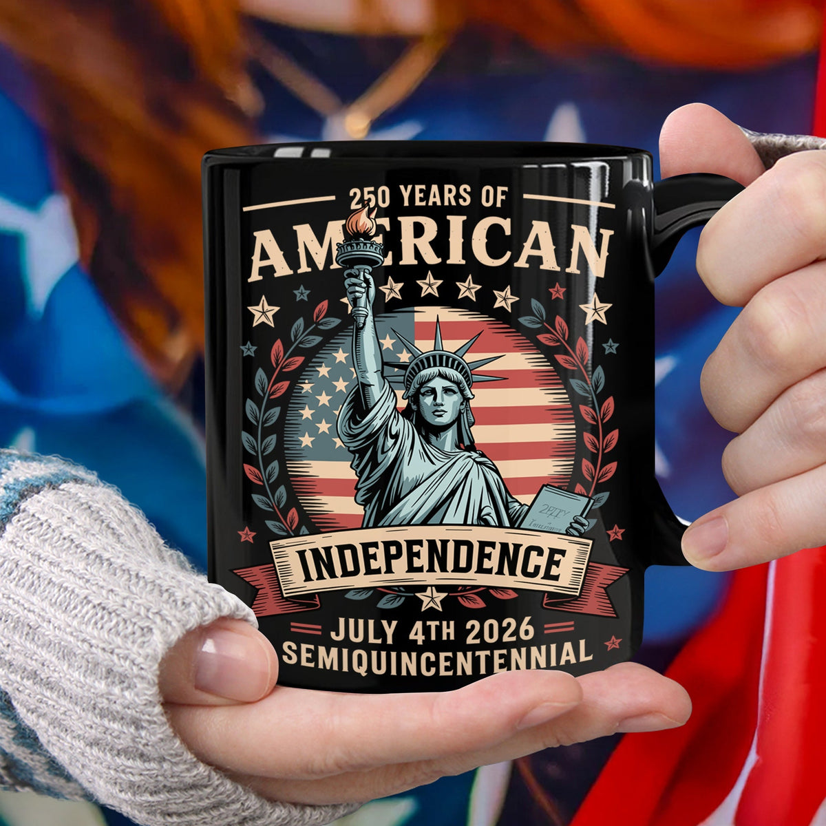 250 Year Of American Independence Black Mug LM32 895295