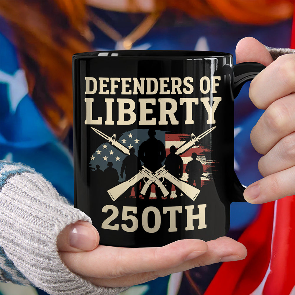 Defenders Of Liberty 250th Anniversary USA Black Mug HA75 897296