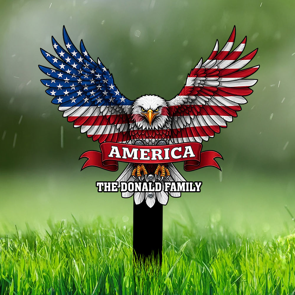 Custom Family Name America Eagle Garden Stake TH10 898059