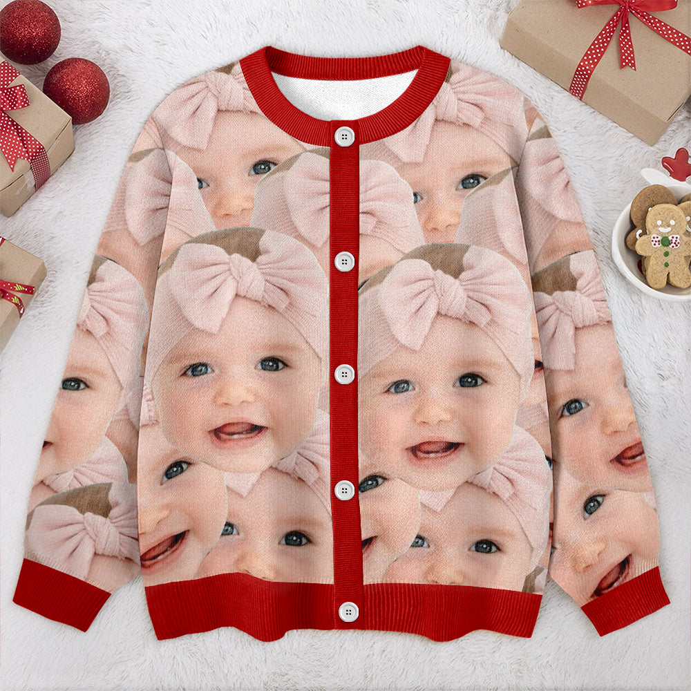 Custom Funny Kid Face Cardigan Gift For Family CH07 899826