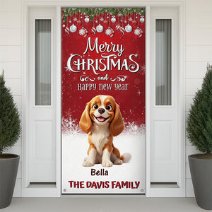 Custom 3D Cute Dog Merry Christmas and Happy New Years Door Cover LM32 897135