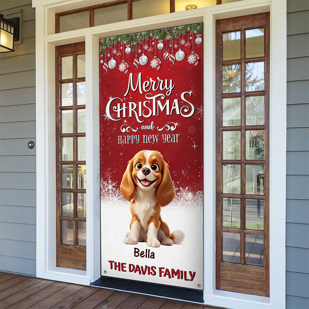 Custom 3D Cute Dog Merry Christmas and Happy New Years Door Cover LM32 897135