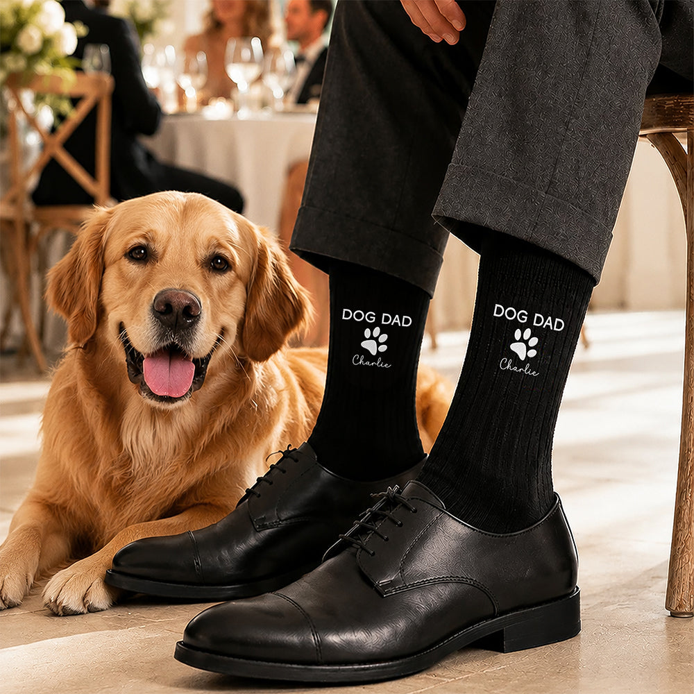 Custom Name Dog Dad Dog Mom Embroidered Socks, Personalized Pet Lover Gift CH07 180480