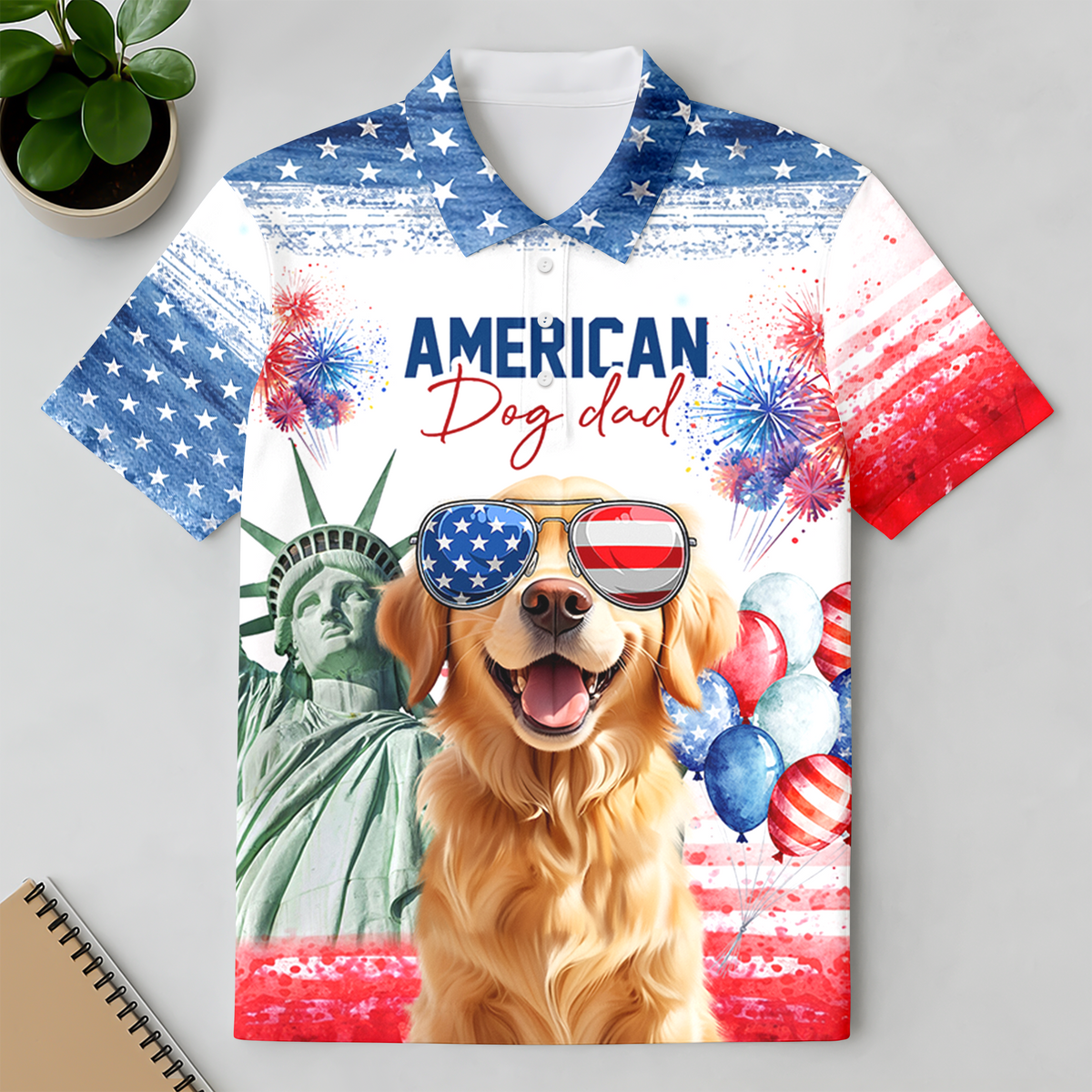 Personalized America Dog Dad Polo Shirt LM32 899113