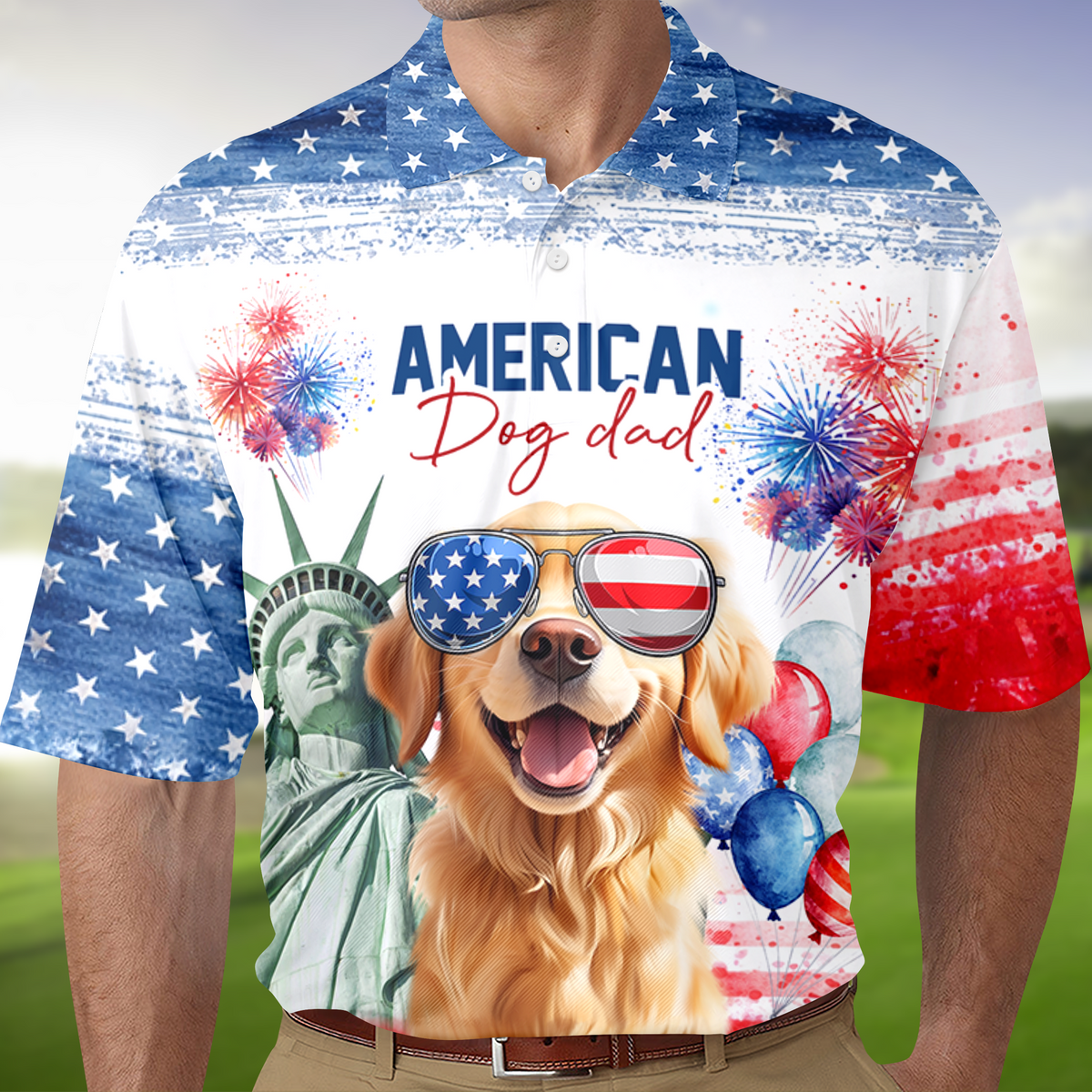 Personalized America Dog Dad Polo Shirt LM32 899113