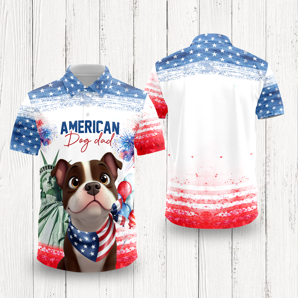 Personalized America Dog Dad Polo Shirt LM32 899113