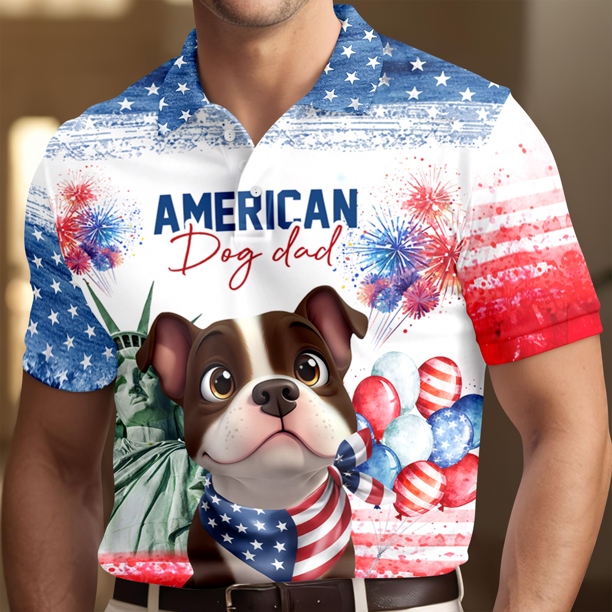 Personalized America Dog Dad Polo Shirt LM32 899113