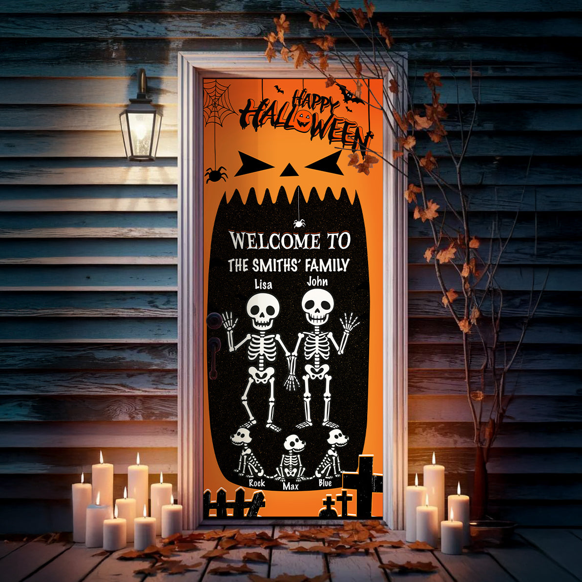 Happy Halloween With Skeleton Door Cover HO82 N369 894916