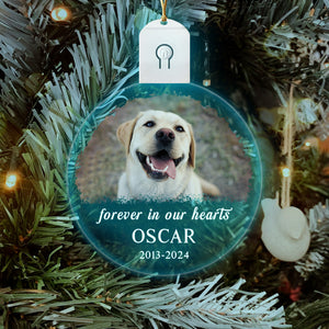 Custom Dog Photo Forever in Our Heart Memorial Circle Led Acrylic Ornament HO82 893216