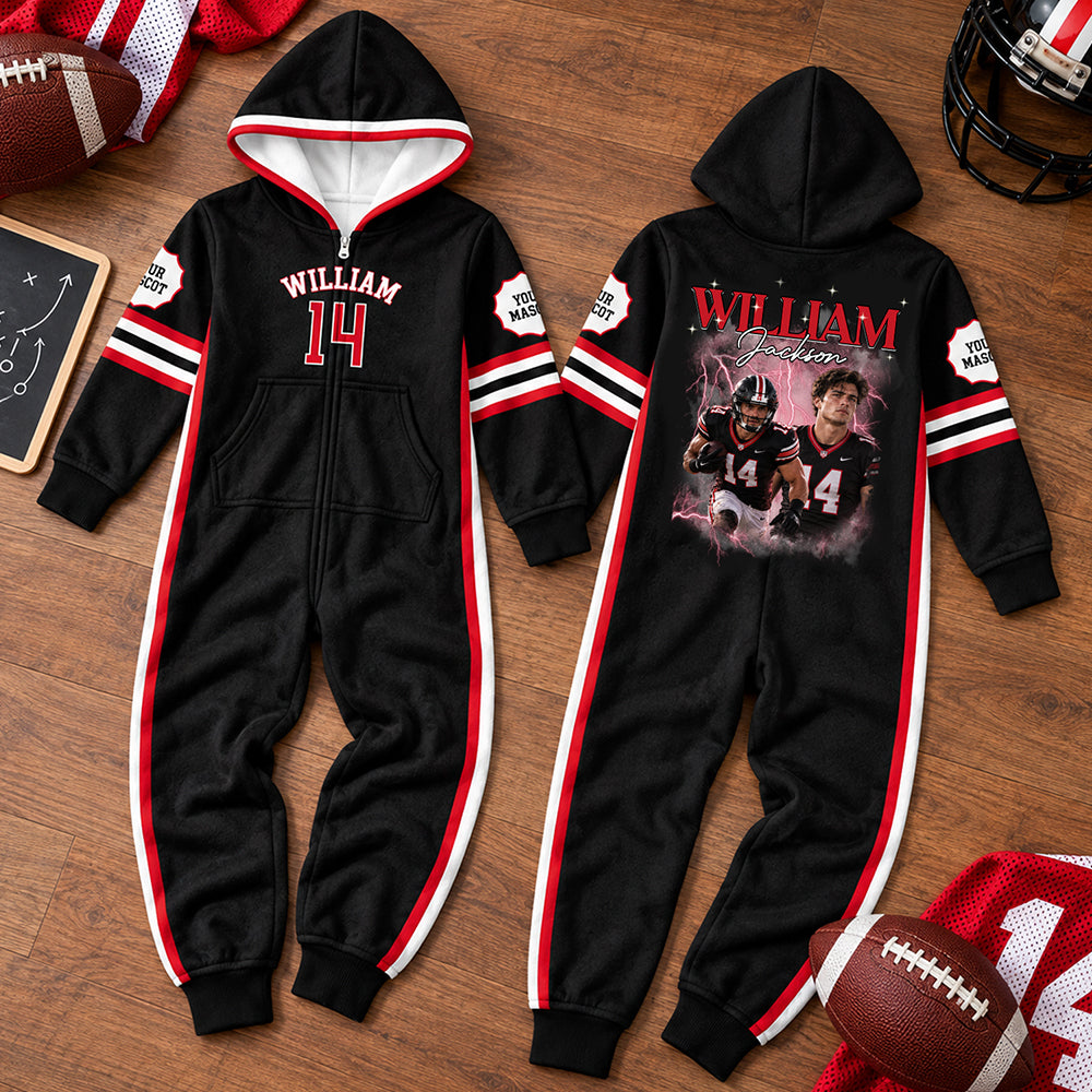 Custom Photo Football Onesie Pajamas - Football Player Gift HO82 903702