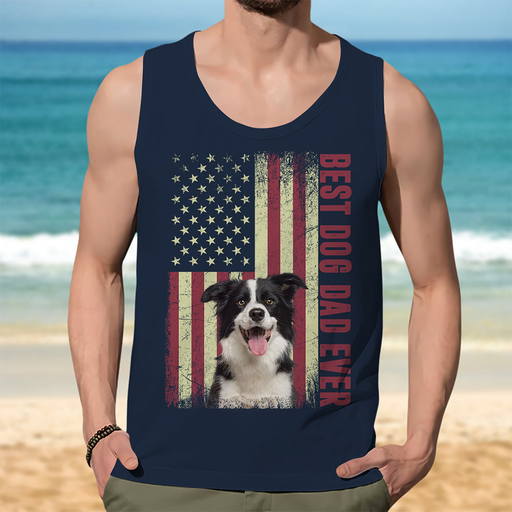 Best Dog Dad Ever Upload Photo Dog US Flag Tanktop HA75 921574