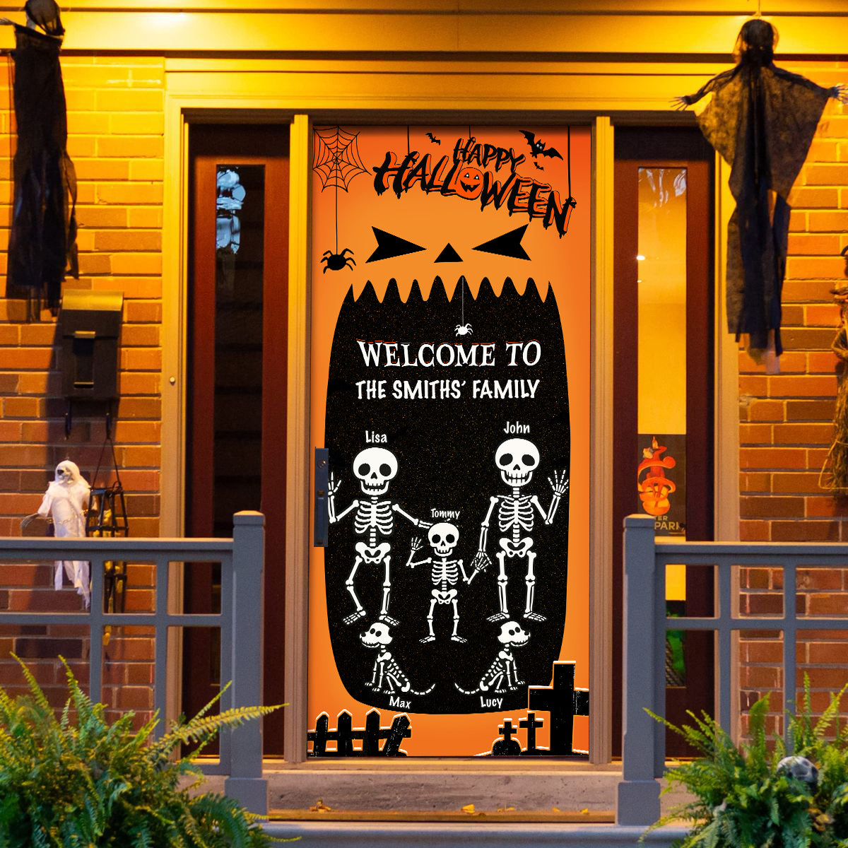 Happy Halloween With Skeleton Door Cover HO82 N369 894916