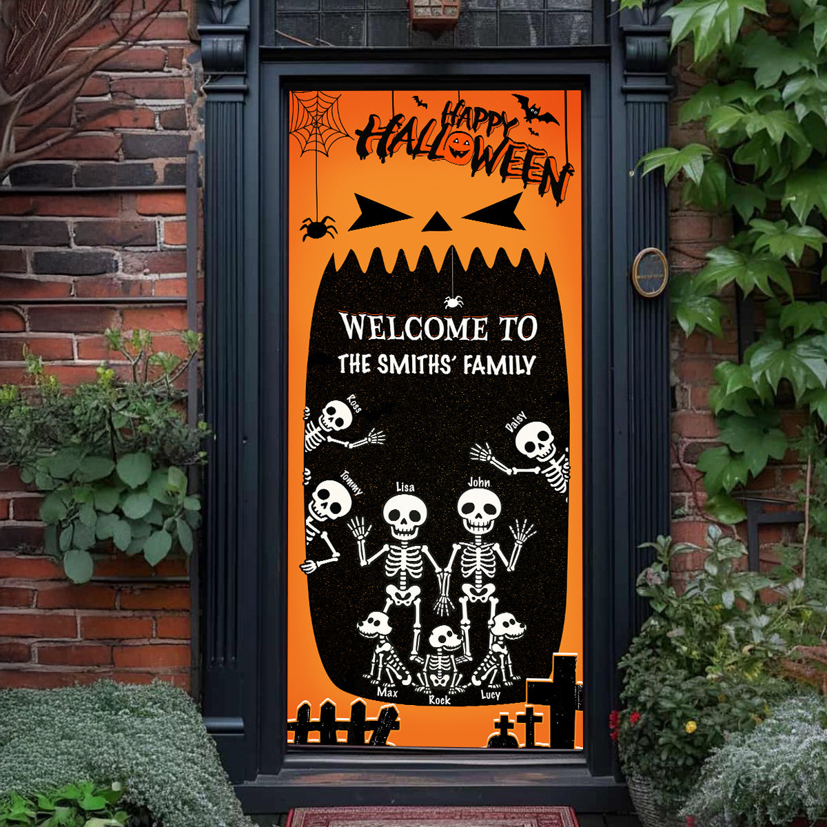 Happy Halloween With Skeleton Door Cover HO82 N369 894916