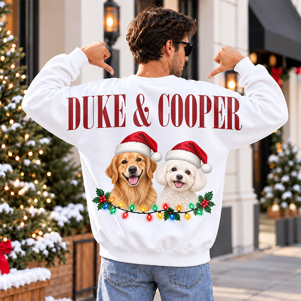Custom Dog Cat Photo Christmas Shoulder To Shoulder Sweatshirt Gift For Pet Lovers TH10 171409
