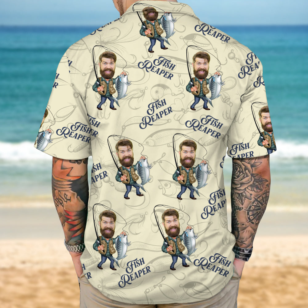 Custom Photo Fish Reaper Hawaiian Shirt Gift For Fishing Lovers HO82 894124