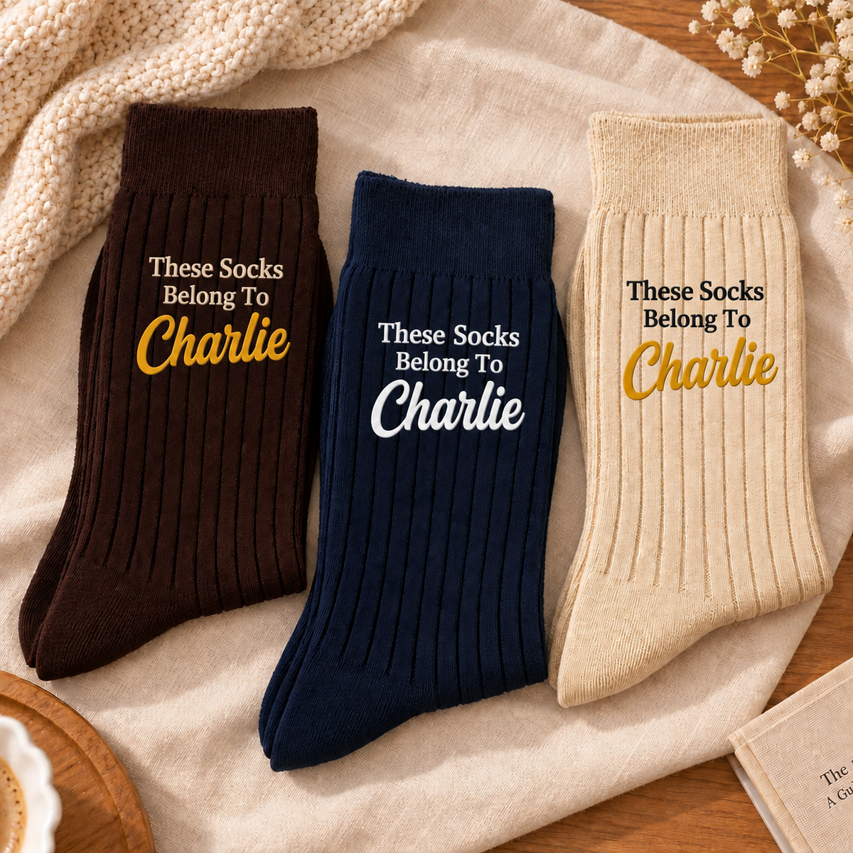 Personalized These Socks Belong To Me Embroidered Socks Couple Gift HO82 903832