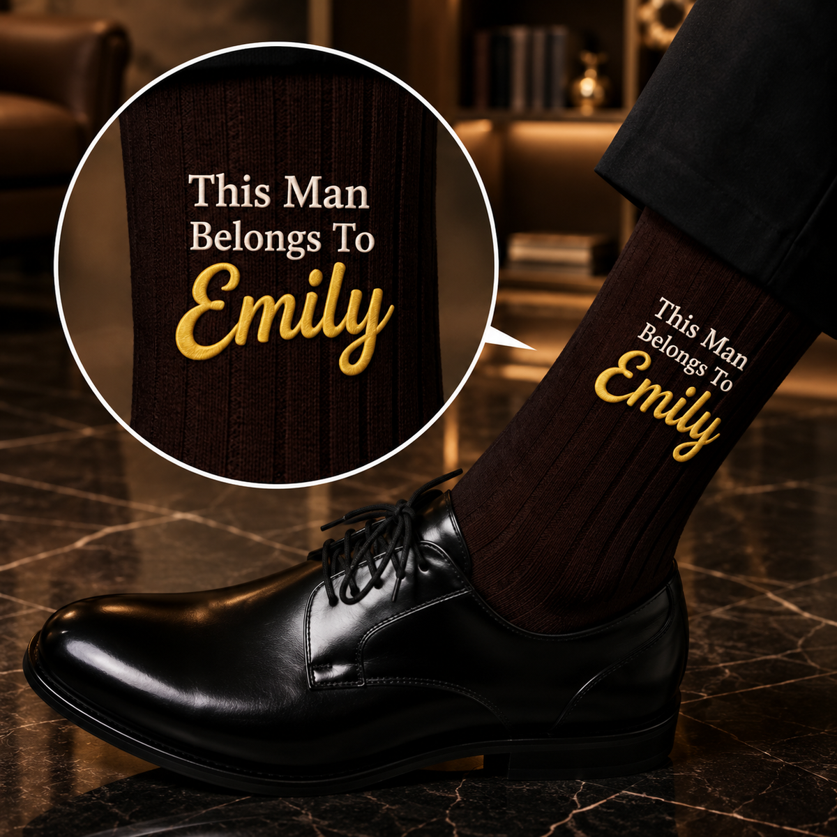 Personalized This Man Belongs To Me Embroidered Socks Couple Gift HO82 903840