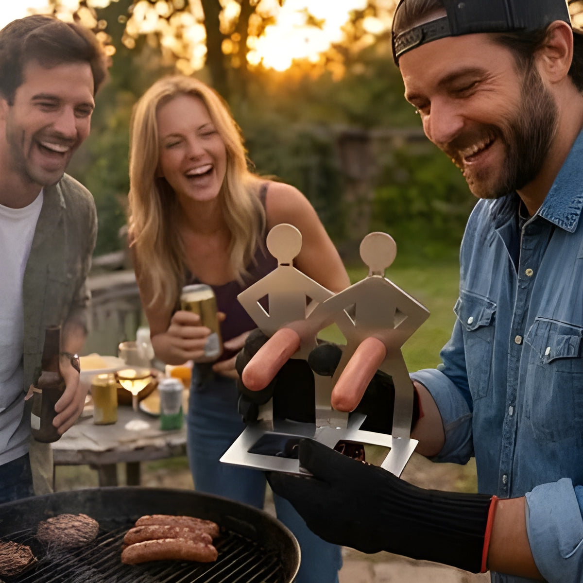 Funny BBQ Sausage Stainless Steel Holder, Sticks for Outdoor Camping BBQ LM32 669977