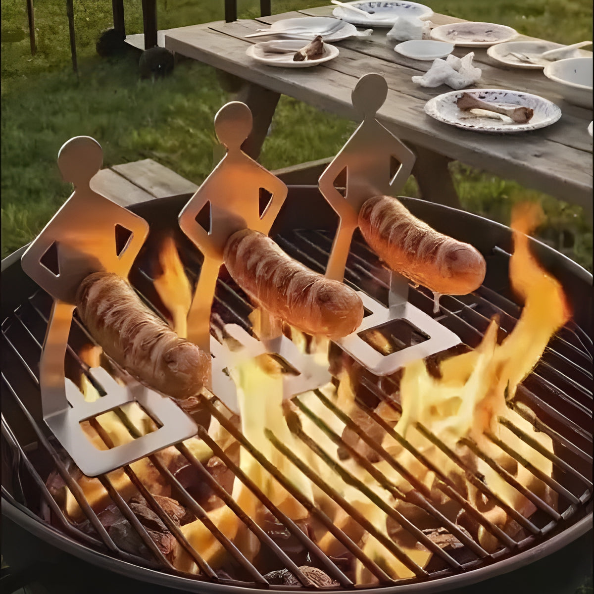 Funny BBQ Sausage Stainless Steel Holder, Sticks for Outdoor Camping BBQ LM32 669977