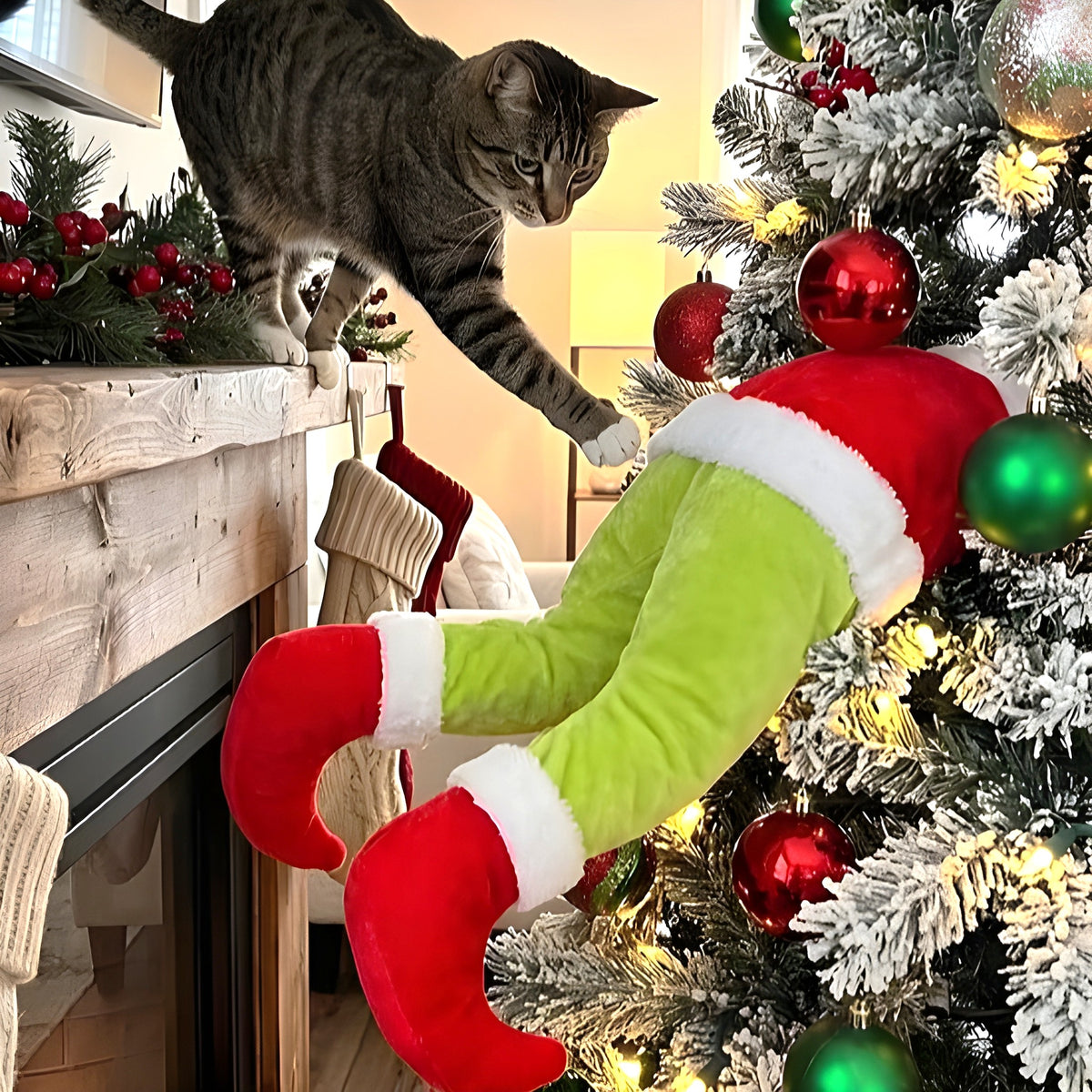Animated Christmas Legs Tree Decoration, Funny Kicking Holiday Decor LM32 670001