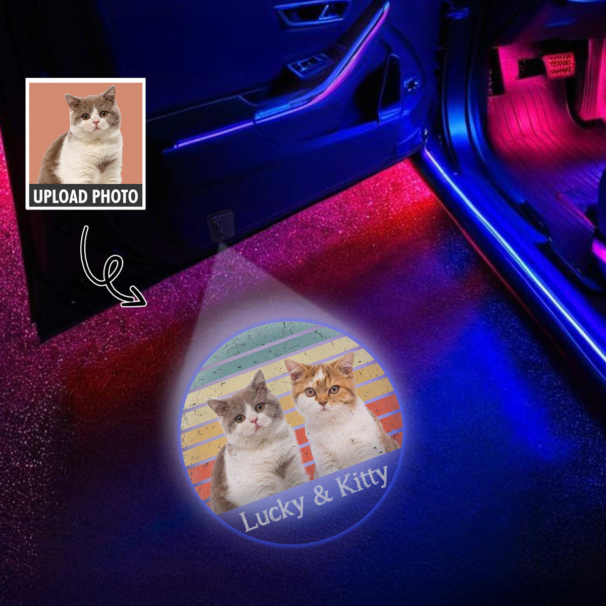 Custom Dog Photo With Vintage Retro Style Car Door Projector Light HO82 894360